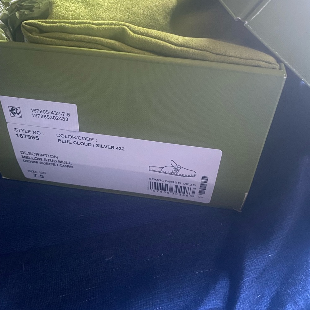 Tory Burch Blue Cloud and Silver Mules